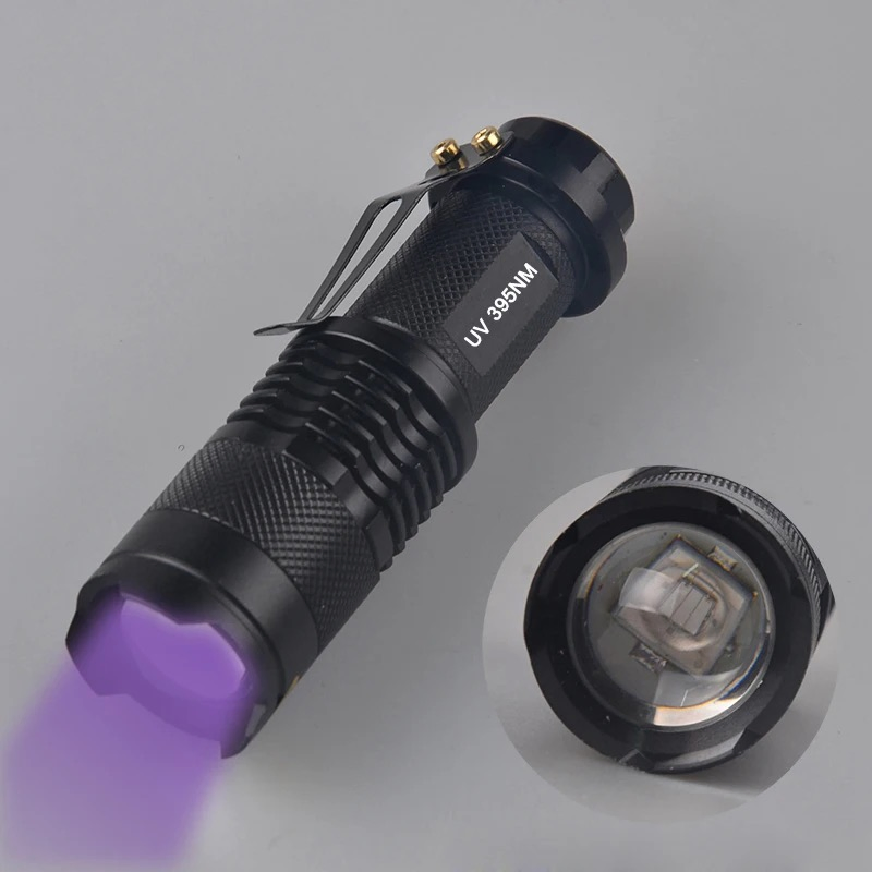 Mini Pocket UV Flashlight Zoom Adjustable Ultraviolet Torch 365nm LED Blacklight Lantern Portable 3W 395nm UV Light