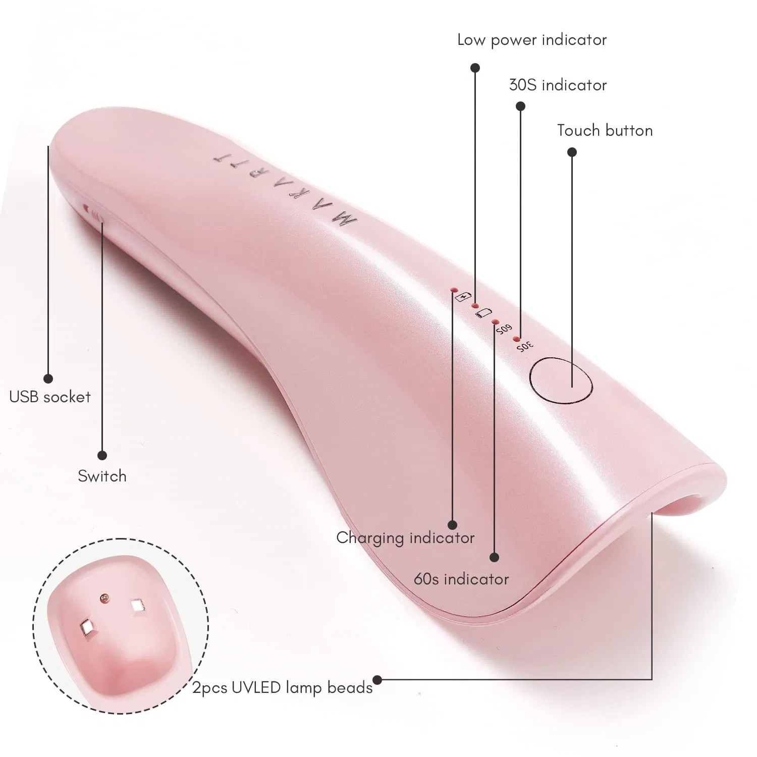 Portable Mini UV LED Rechargeable Nail Lamp with 2 Timers, Suitable for Nail Rhinestone Glue, Gel, Charms, and Polish, for Nail Art Manicure