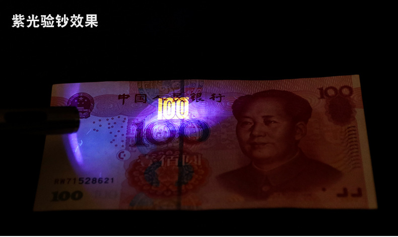Two-in-One UV Fluorescent Agent Detection Pen Lighting Flashlight Small Portable Stainless Steel Mini Banknote Inspection Lamp