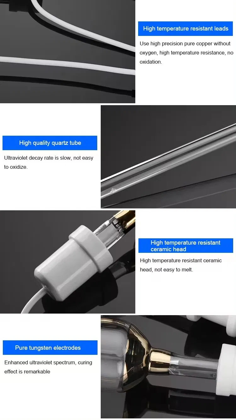 3kw UV Light Curing UV Ink Glue High Pressure Mercury Vapour Lamp