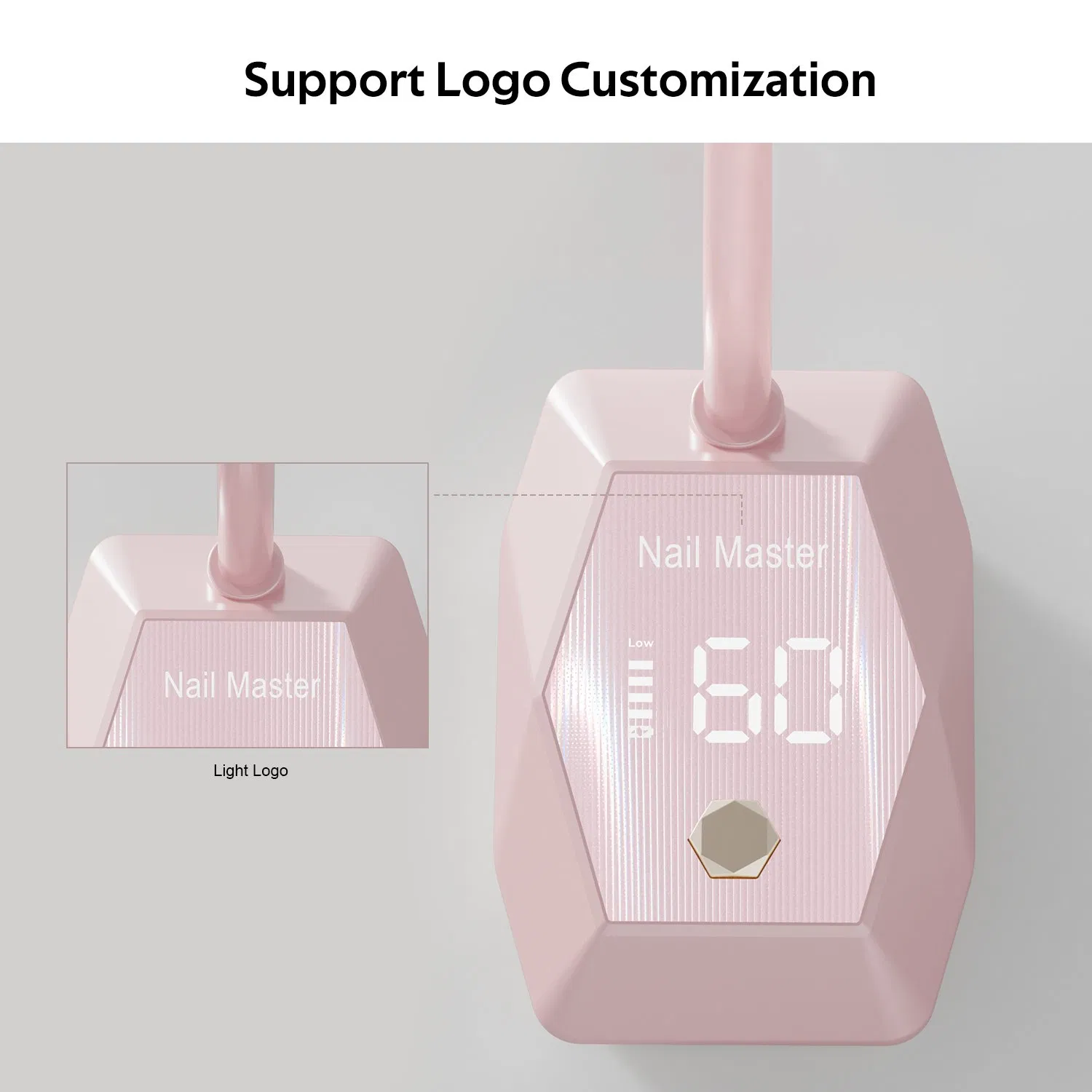 Pink Gooseneck Nail Lamp UV LED Gel Curing Light Adjustable Flexible Arm Nail Dryer