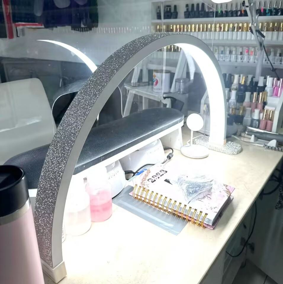 30lnch Half Moon LED UV Nail Light Table Lamp Portable Eyelash Lamp Desk Light for Nail Art Salon Tech, Eyelash, Reading