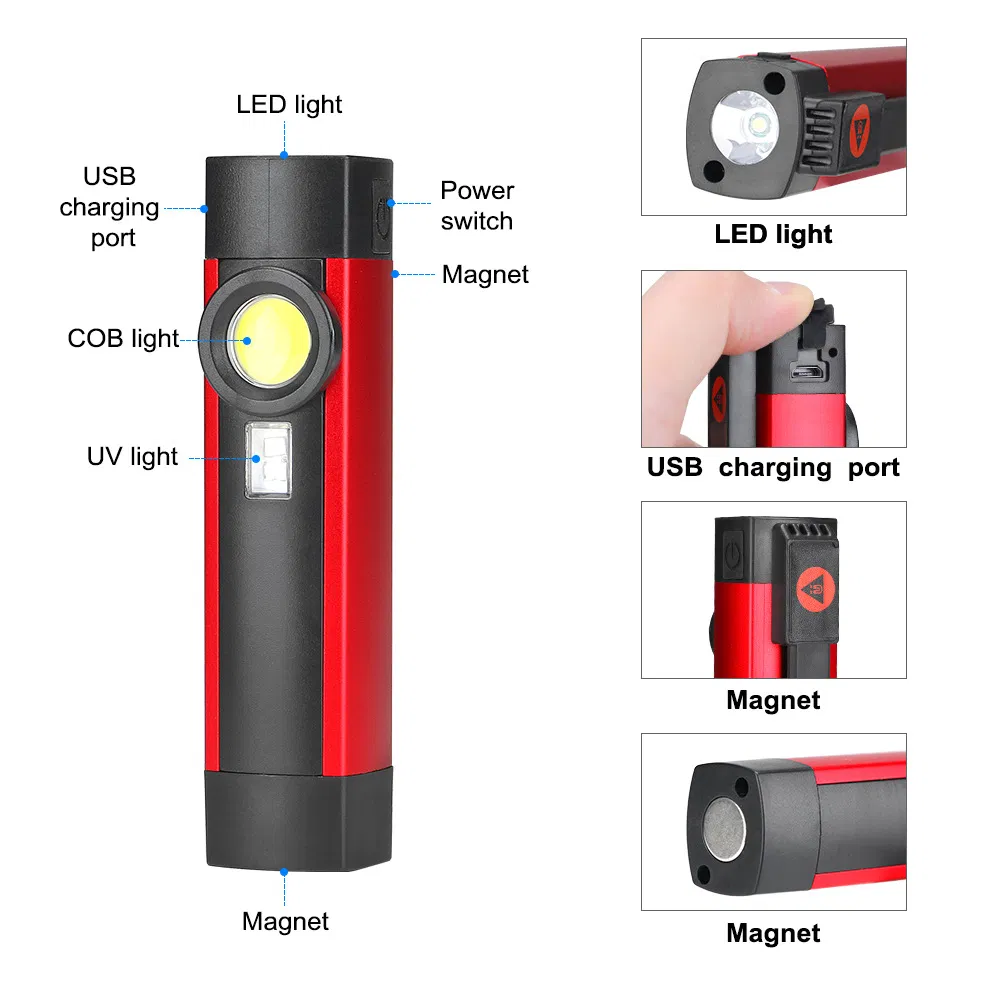 Rechargeable Strong Magnetic Inspection Lighting LED Work Lamp with UV LED