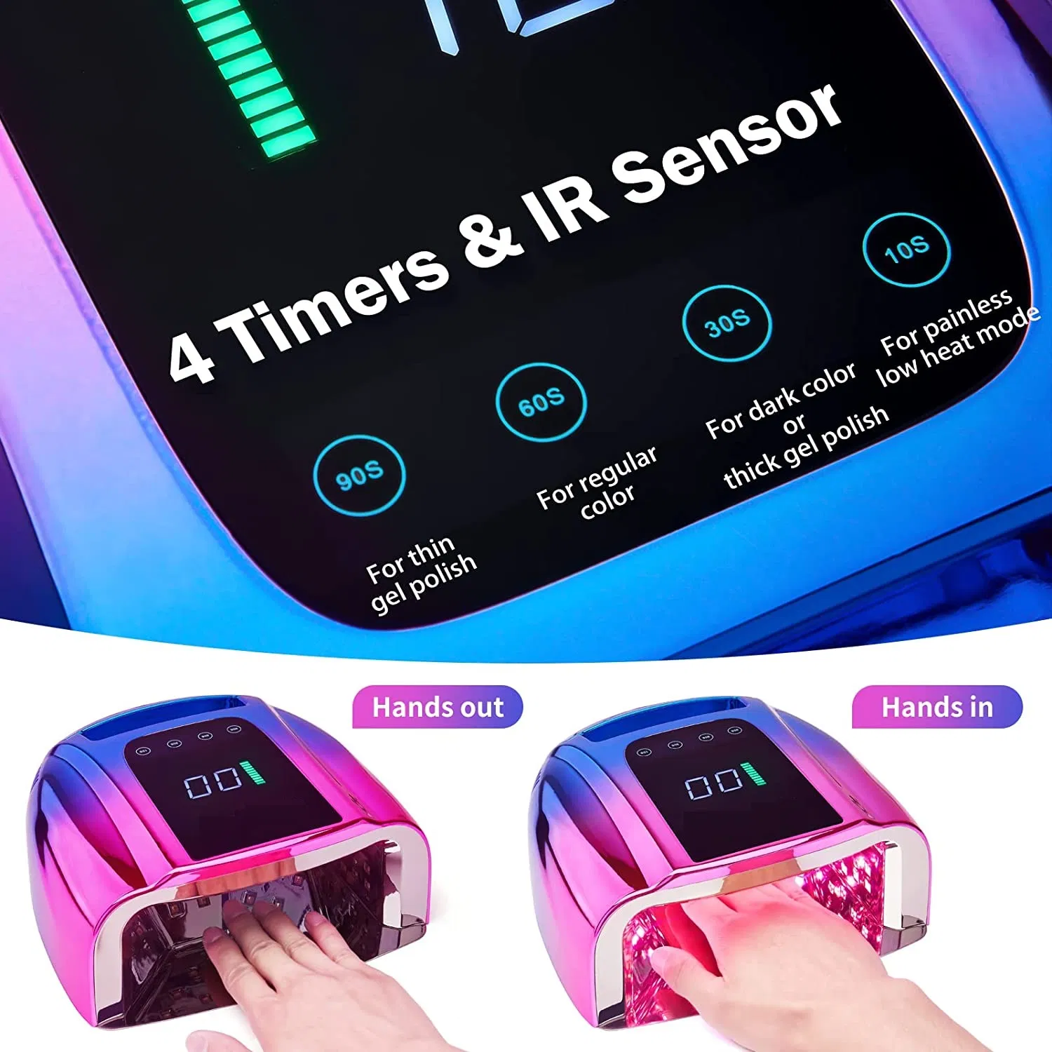 Factory Direct 96W UV LED Portable Cordless UV Light for Nail Lamp Machine with Removable Stainless Steel Bottom