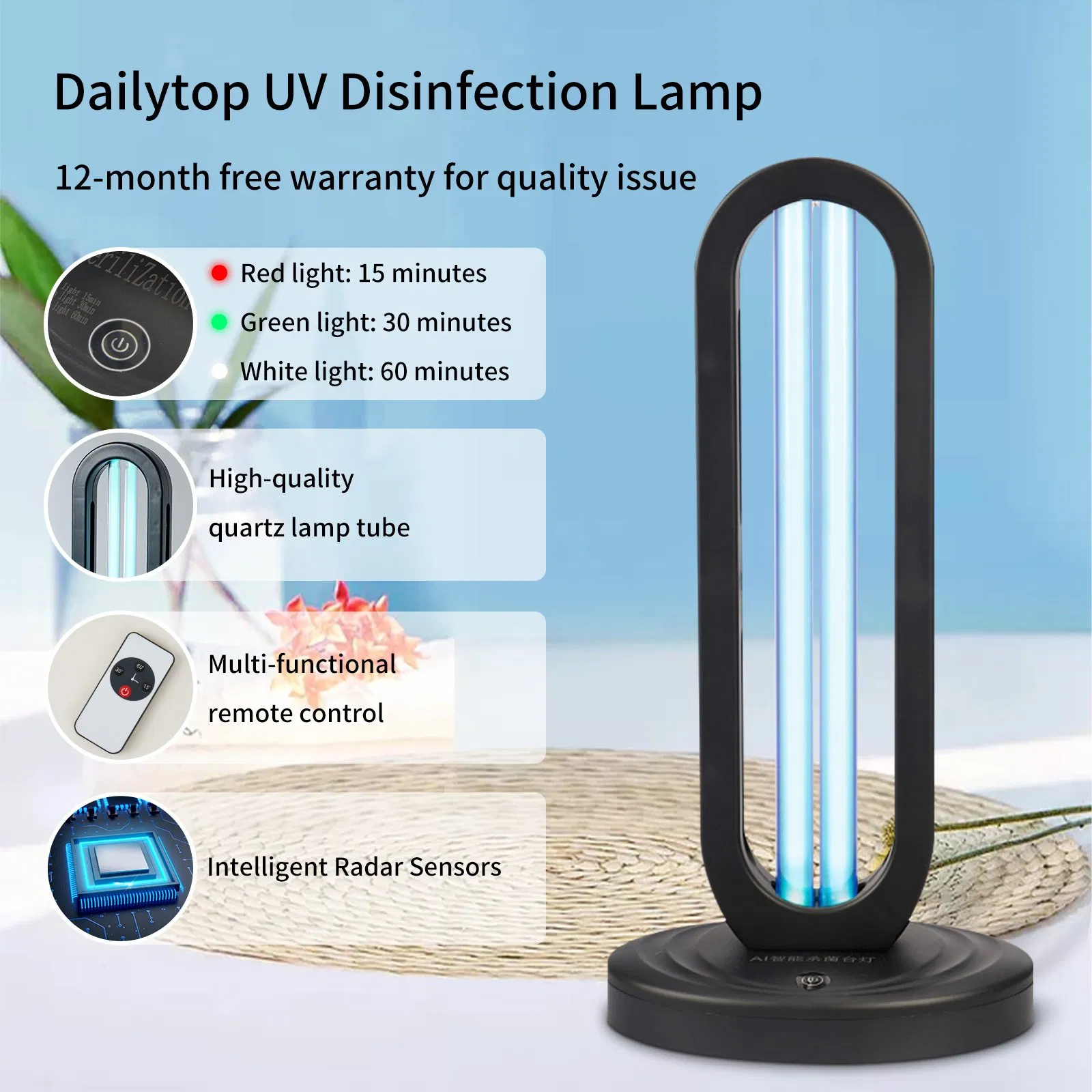 360° Disinfection UV Lamp for Room and Surface Sterilization