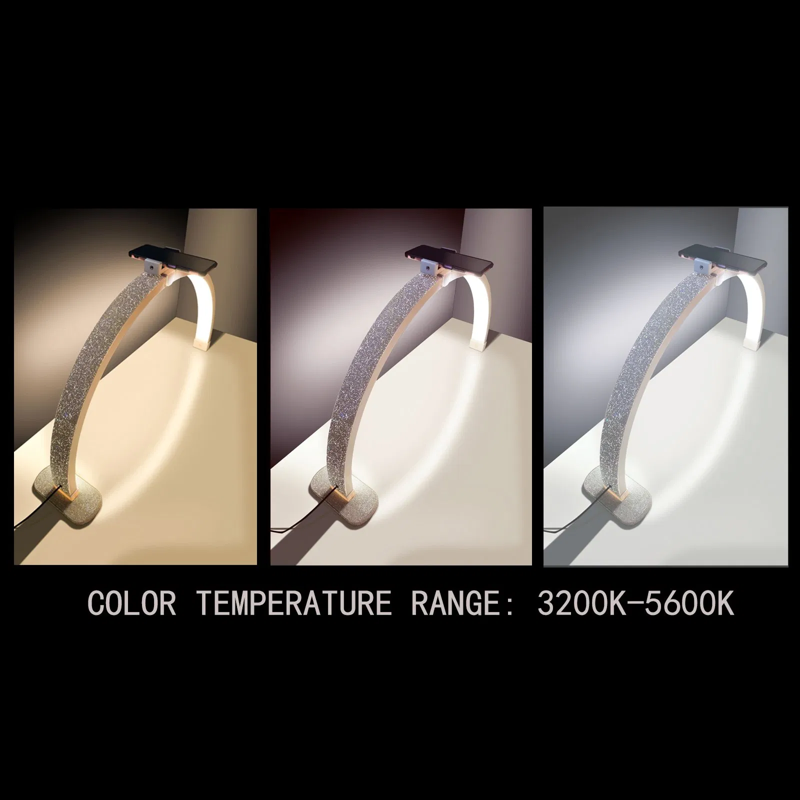 30lnch Half Moon LED UV Nail Light Table Lamp Portable Eyelash Lamp Desk Light for Nail Art Salon Tech, Eyelash, Reading