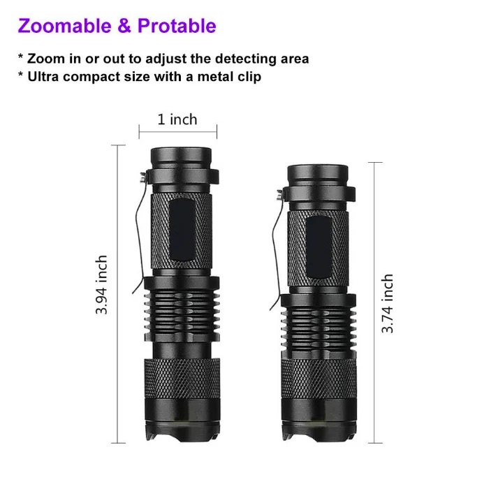 UV Flashlight Mini LED Torch 395nm Blacklight Wavelength Violet Light