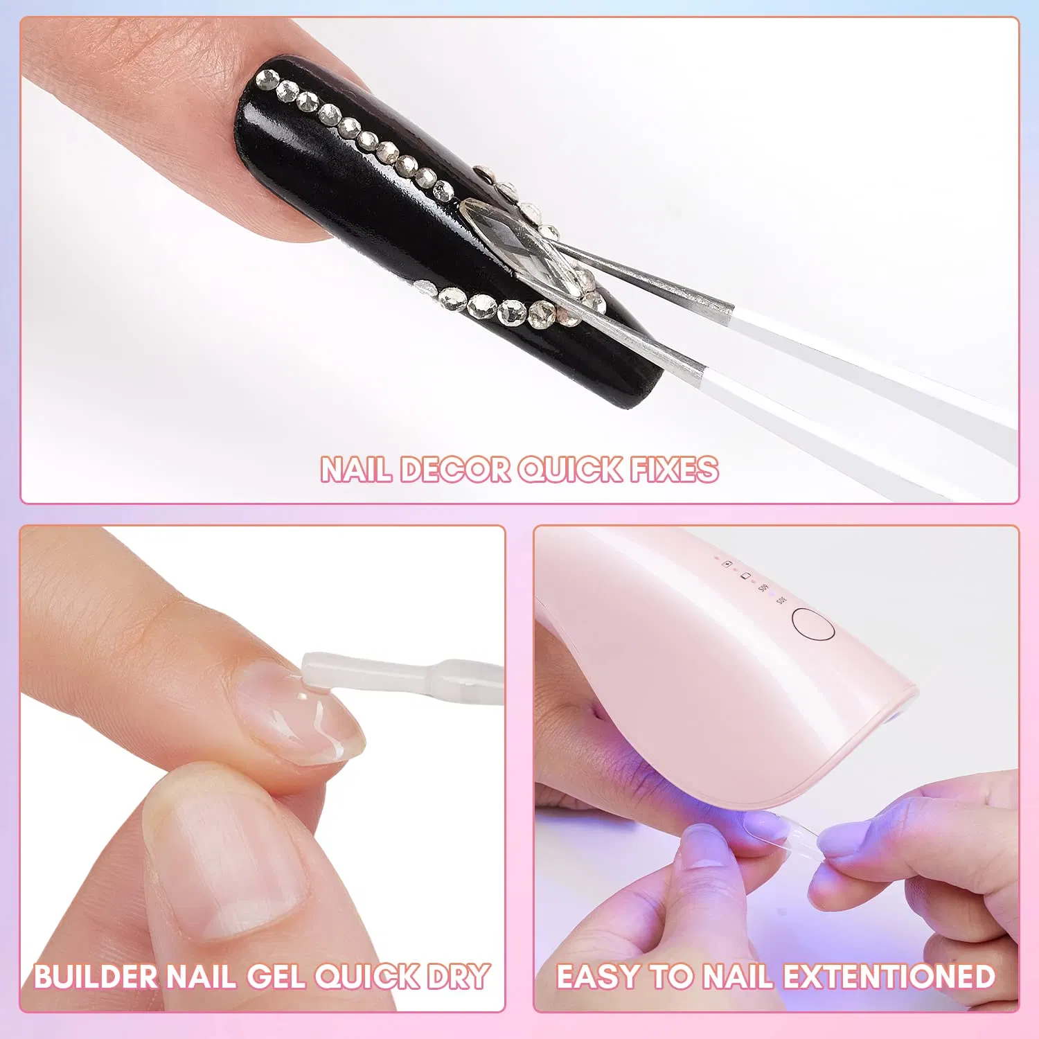 Portable Mini UV LED Rechargeable Nail Lamp with 2 Timers, Suitable for Nail Rhinestone Glue, Gel, Charms, and Polish, for Nail Art Manicure