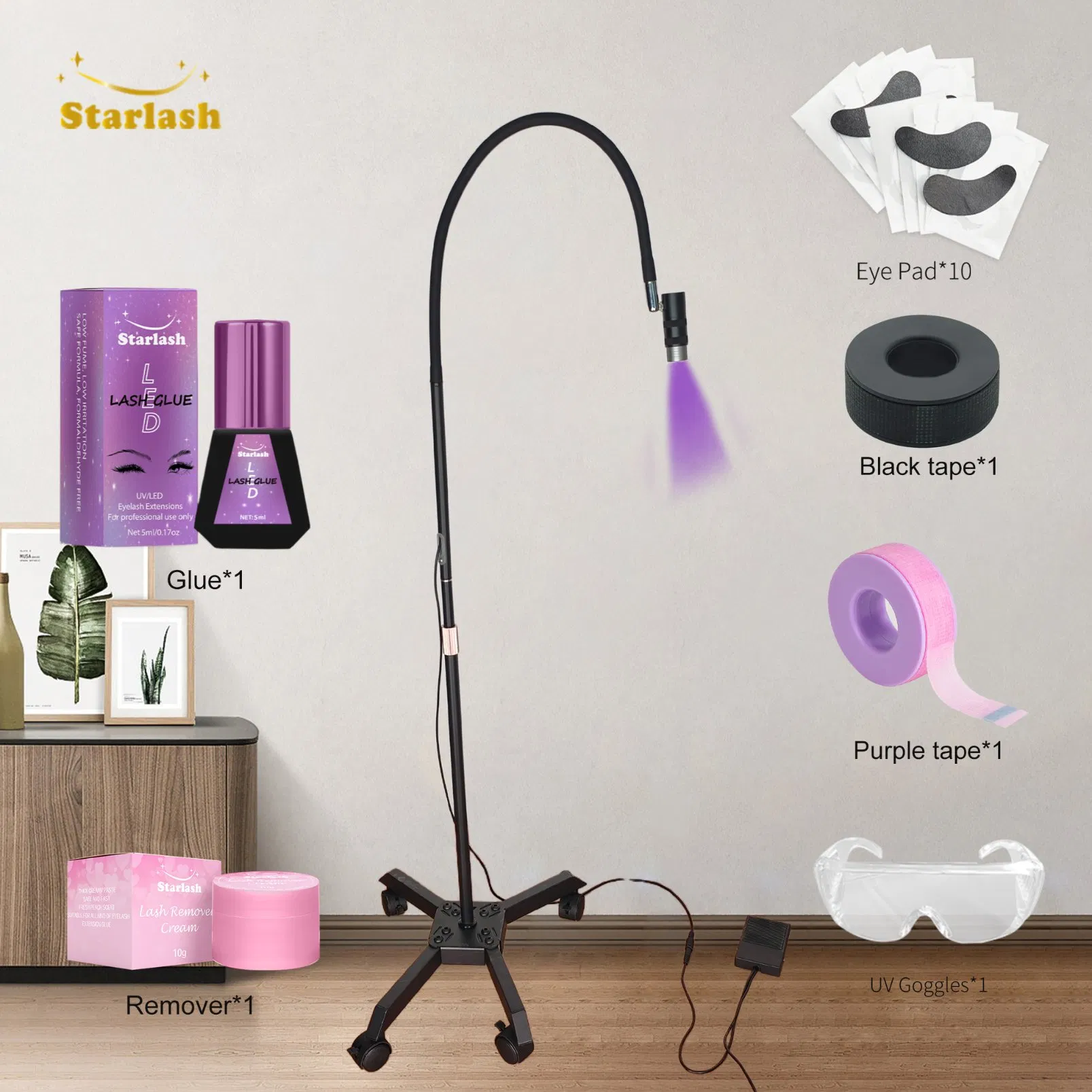 New LED Eyelash Extension System UV Lash Glue Lamp Black Eyepad Tapes