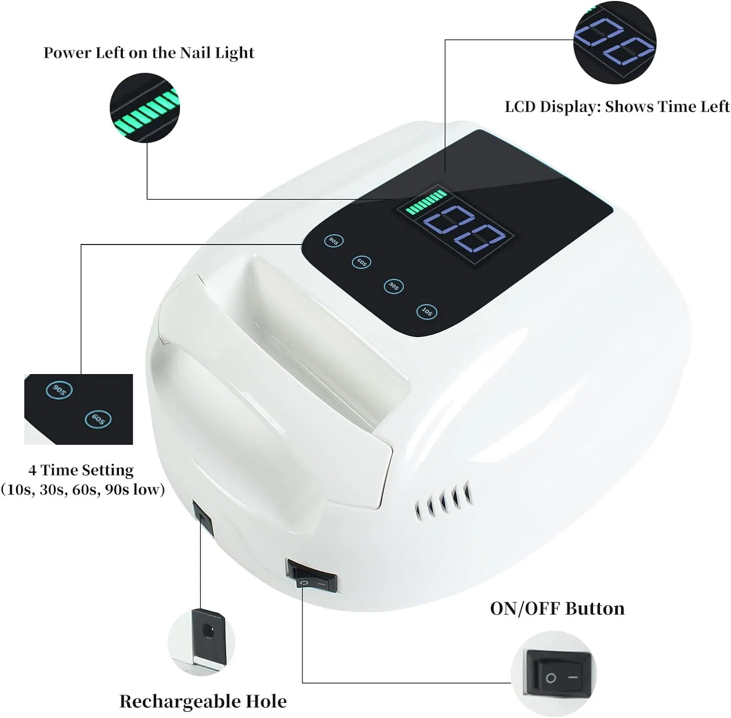 Wholesale 96W Rechargeable UV LED Nail Lamp Cordless Nail Dryer