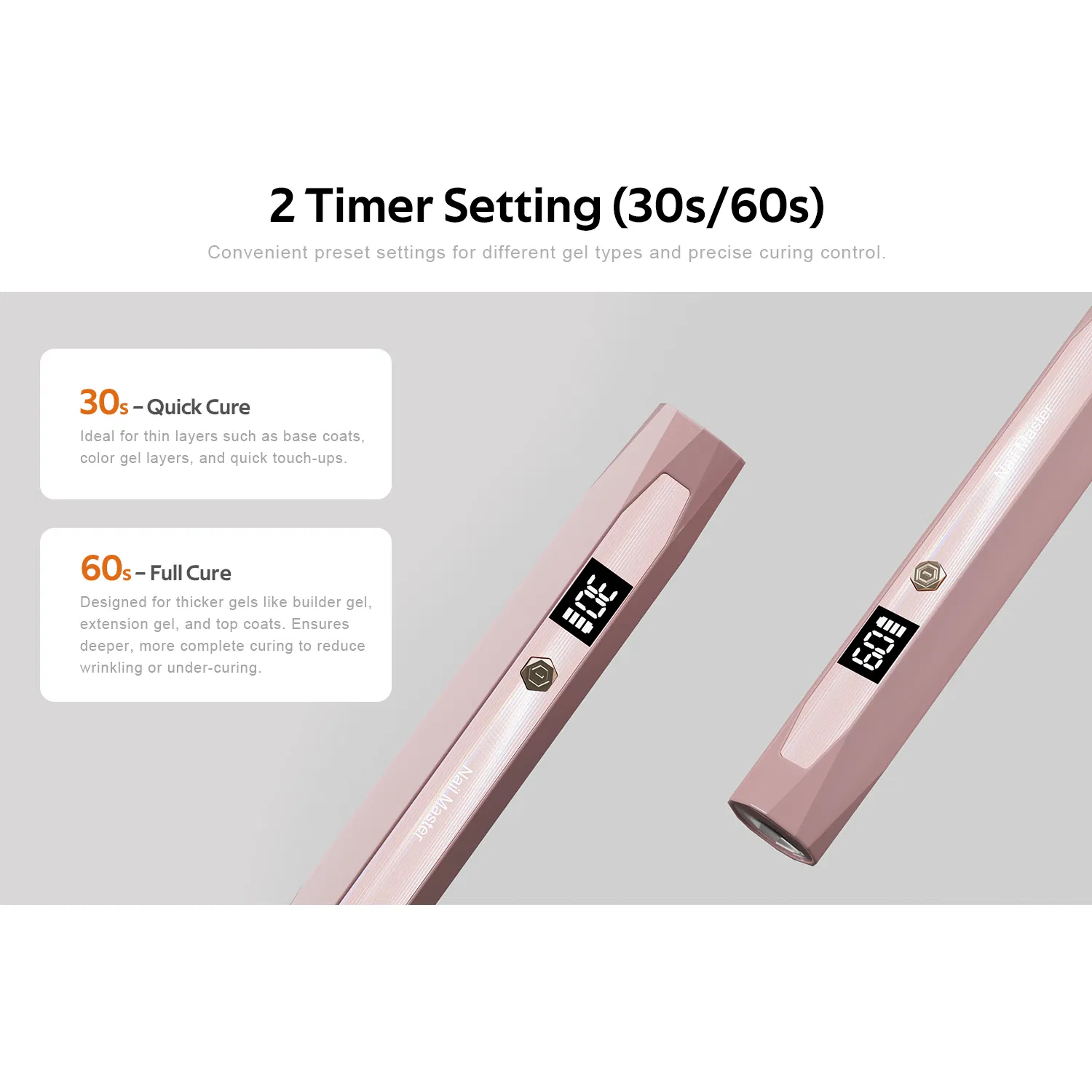 OEM / ODM 2 Timers Rechargeable Mini Nail Gel Light Curing Handheld Cordless UV Nail Lamp with LCD Display