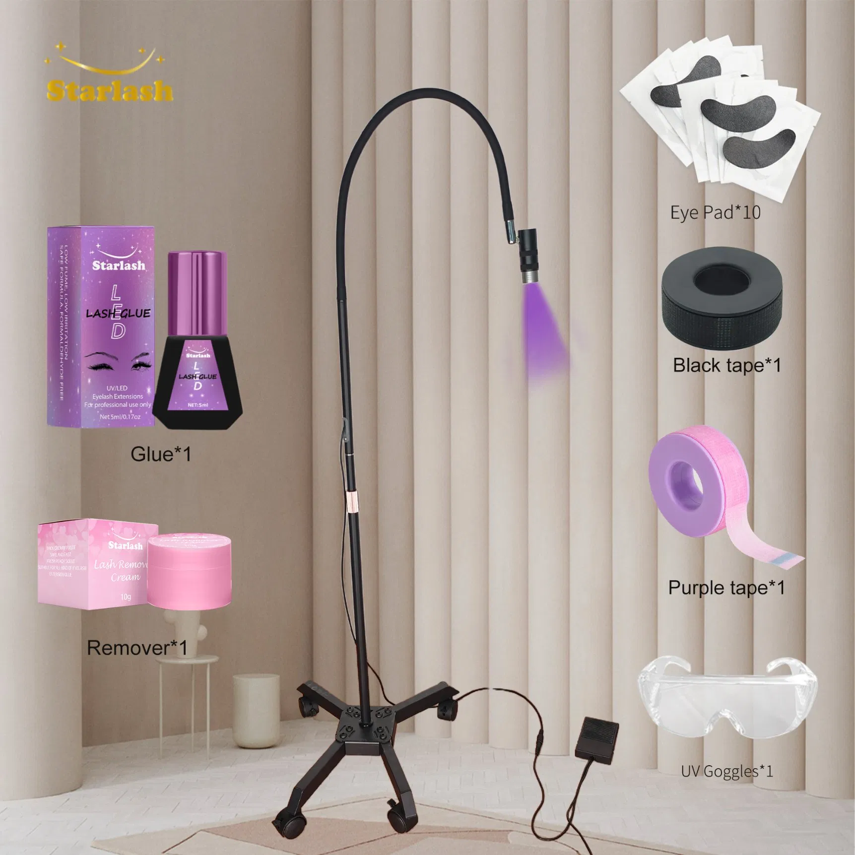 New LED Eyelash Extension System UV Lash Glue Lamp Black Eyepad Tapes