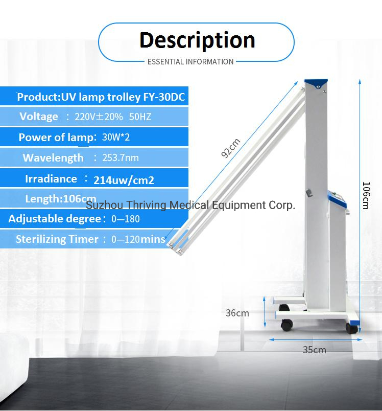UV Lamp Light Air Sterilizer UV Sterilizer Disinfection Trolley UVC Lamp Medical Sterilization Equipments