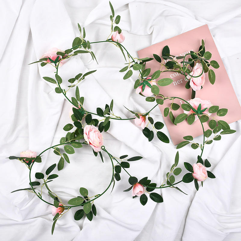 Best Artificial Flower Garland 12 White Rose Hanging Flowers Garland 90inch Garland Realistic Vine for Home weddinggardenDecoration Factory, Factories