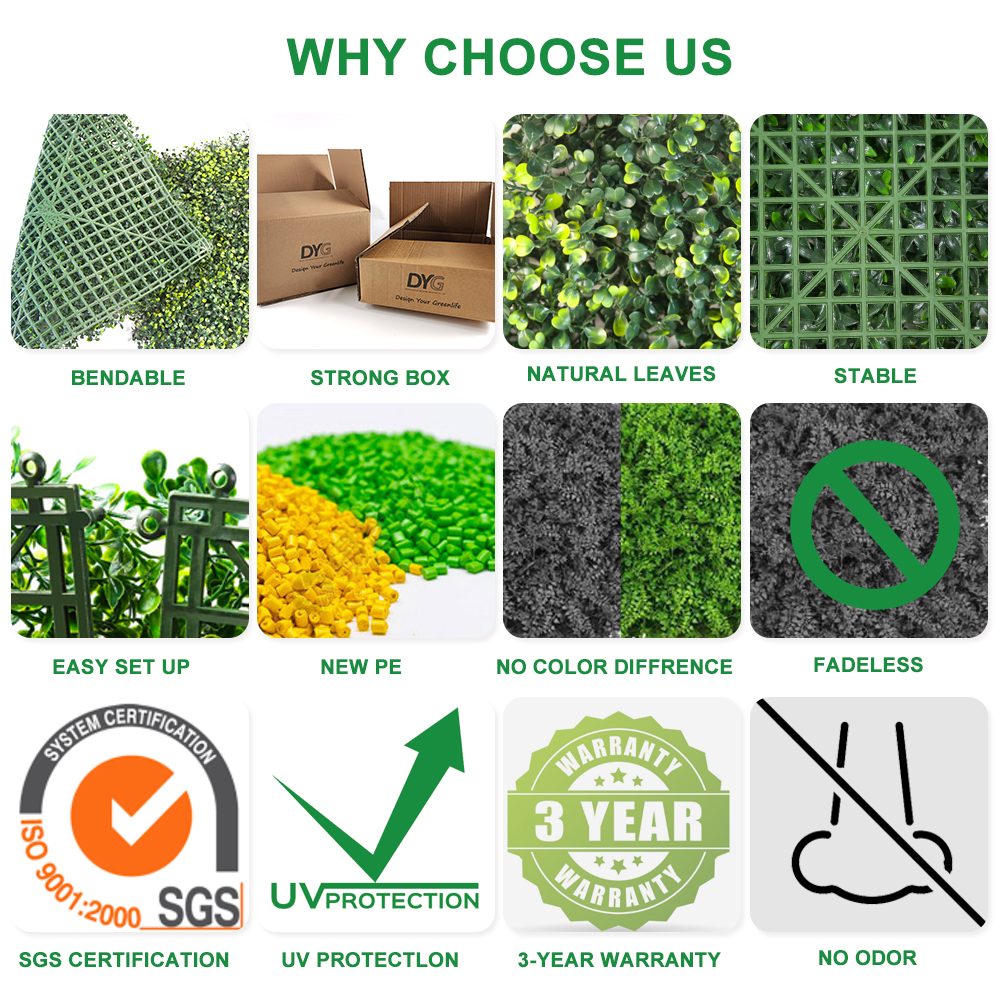 OEM Yellow Green Artificial Garden Green Wall UV Resistant 20inches Home Garden Outdoor Wall Decoration Artificial Hedges Panels Manufacturer, Manufacturers