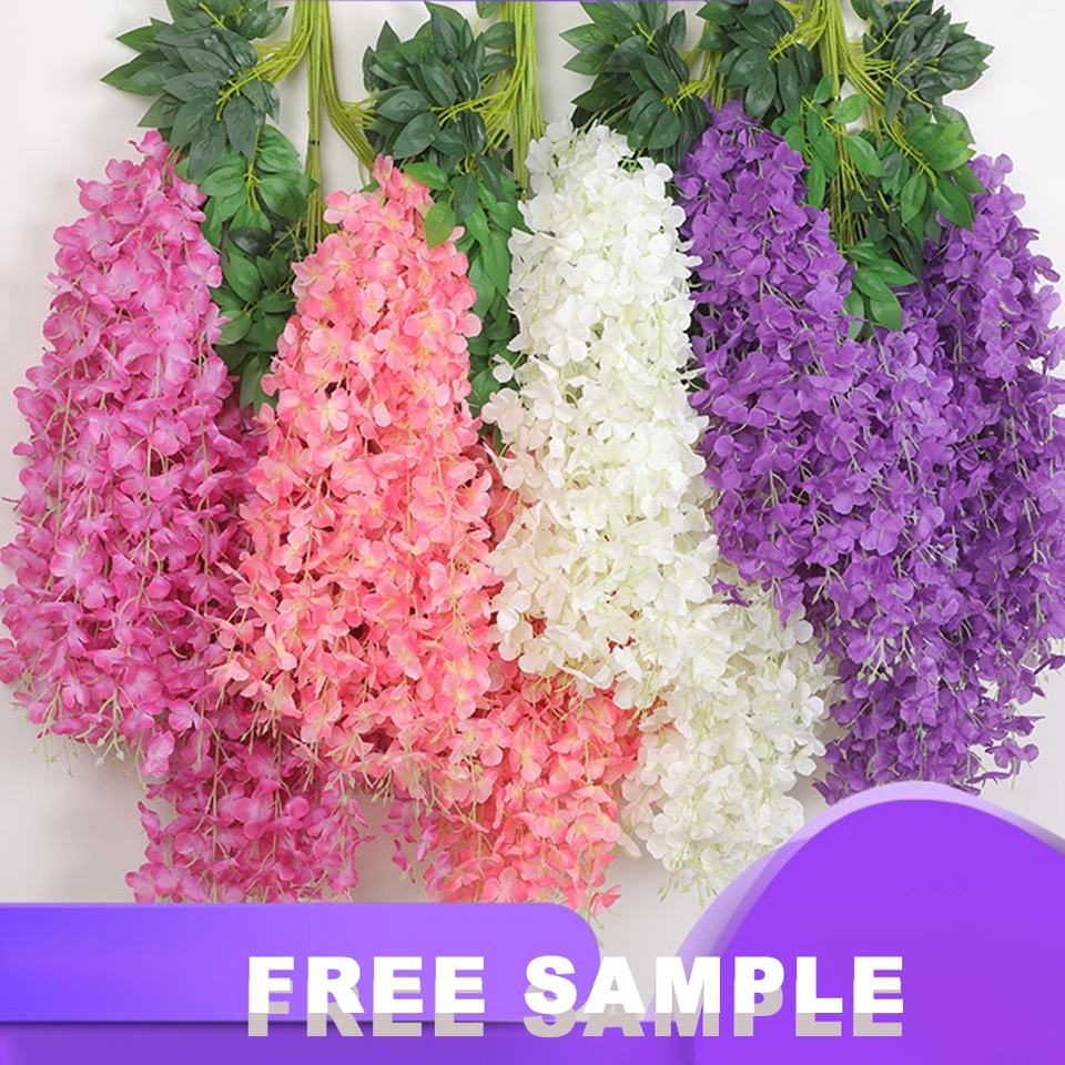 OEM 45 inch /3.7ft Wisteria Artificial Flower Bushy Silk Vine Ratta Hanging Garland Decoration Wisteria Flowers Suppliers, Factories