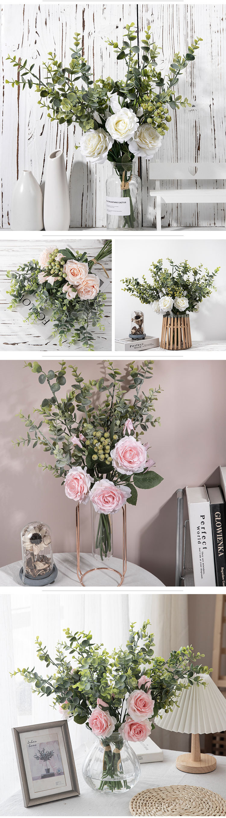 Artificial Rose Eucalyptus flower view 3