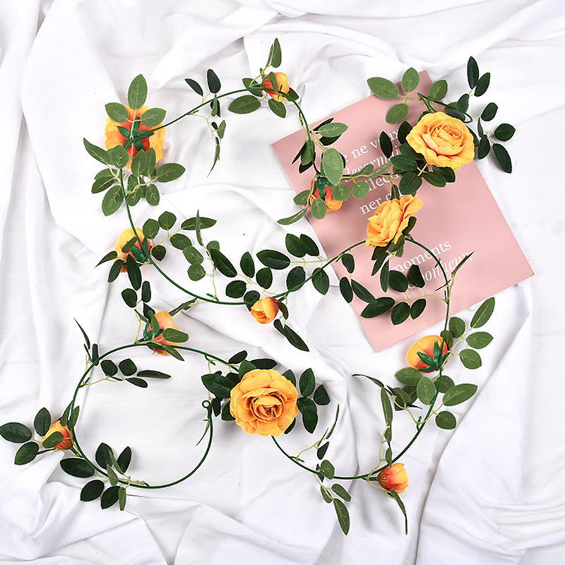Best Artificial Flower Garland 12 White Rose Hanging Flowers Garland 90inch Garland Realistic Vine for Home weddinggardenDecoration Factory, Factories