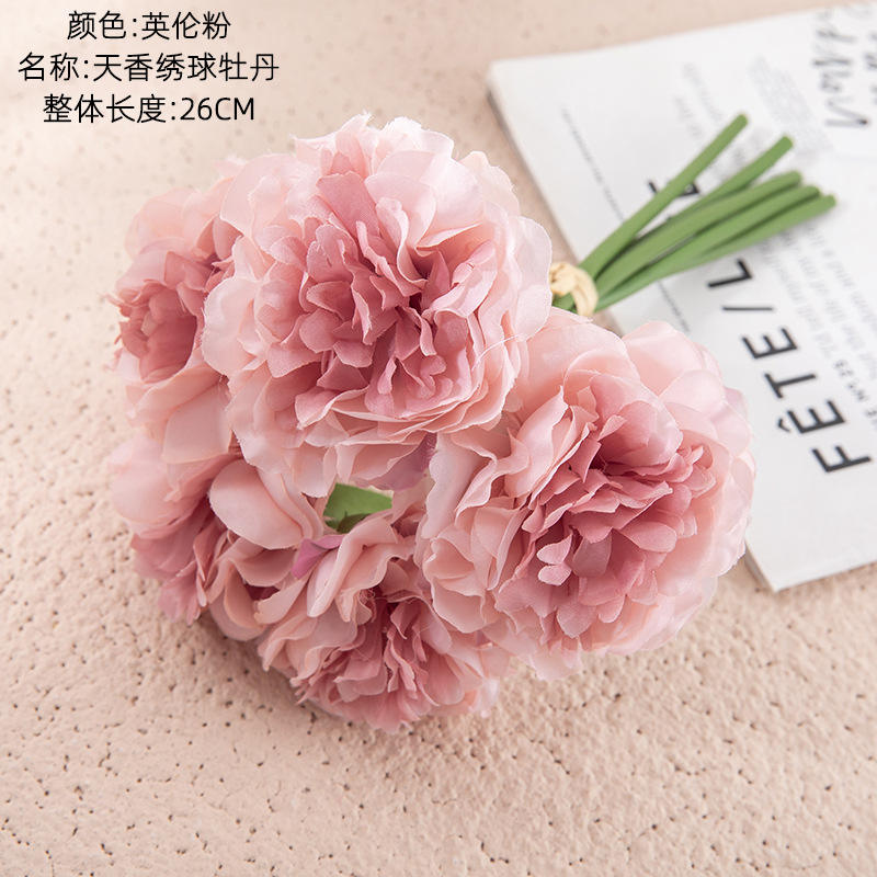 OEM Factory Wholesale Green Hydrangea Peony Bouquet Artificial Flower Home Decoration Wedding Bouquet Faux Flowers Manufacturers, Suppliers