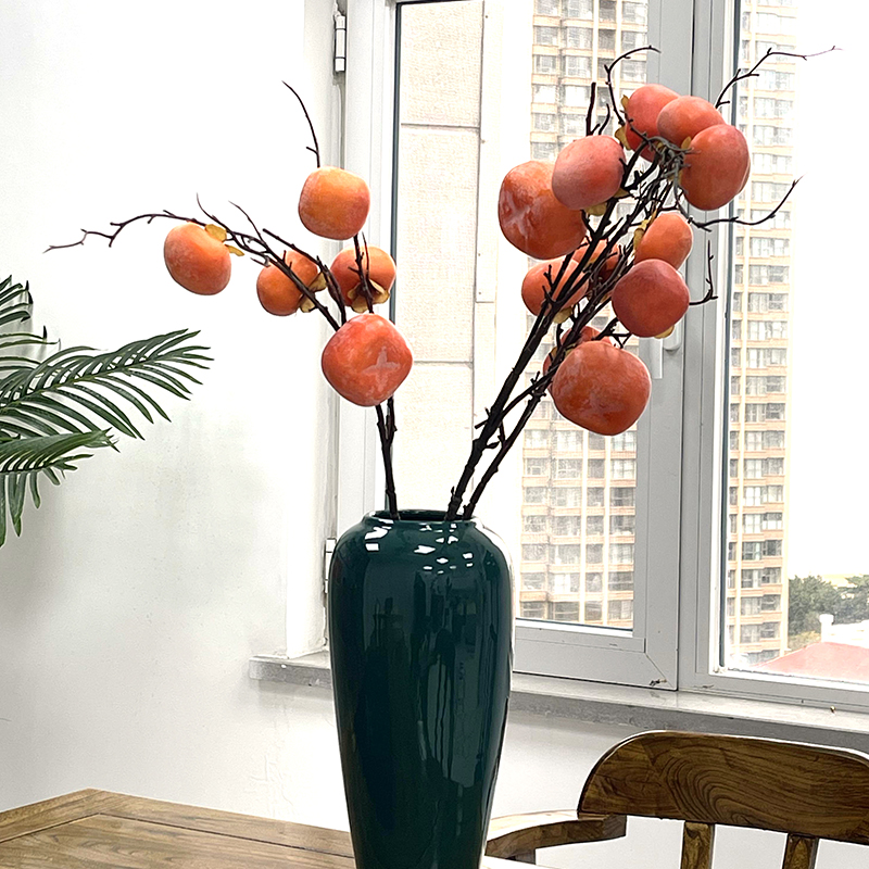 Best  Simulation Artificial Fruit Persimmon Branch Simulation Orange Artificial Persimmon For Home Decor Manufacturers, Supplier