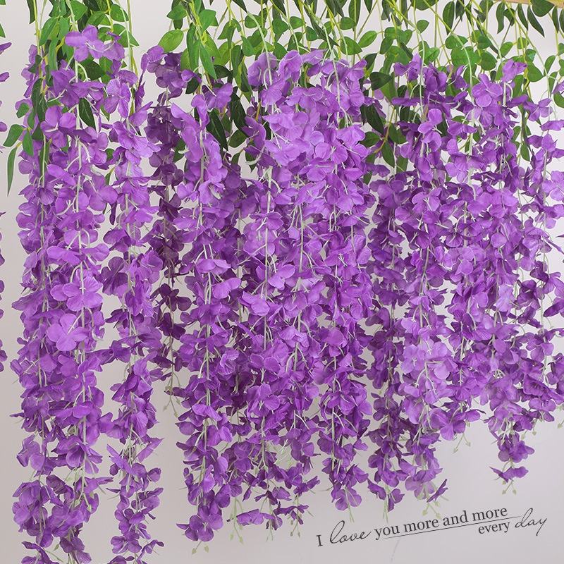 OEM 45 inch /3.7ft Wisteria Artificial Flower Bushy Silk Vine Ratta Hanging Garland Decoration Wisteria Flowers Suppliers, Factories