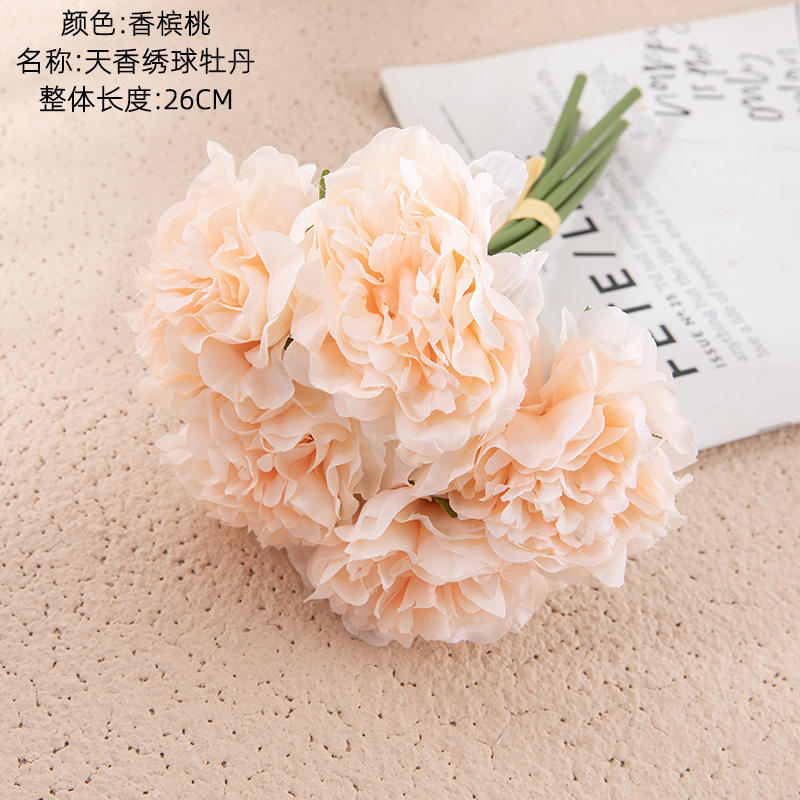 OEM Factory Wholesale Green Hydrangea Peony Bouquet Artificial Flower Home Decoration Wedding Bouquet Faux Flowers Manufacturers, Suppliers