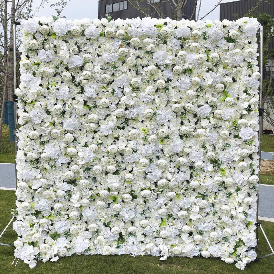 DYGRASS Summer flowers wall artificial white rose 3d hydrangea flower wall backdrop for wedding event stage decoration Supplier, Factory
