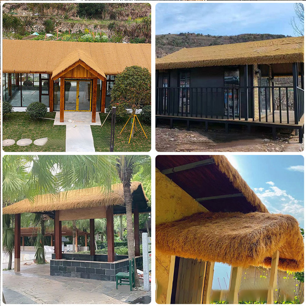 DYGRASS Pe Fireproof Uv Resistant Artificial Thatch 16cm Artificial Thatch Roof Plastic Thatch Manufacturers, Supplier