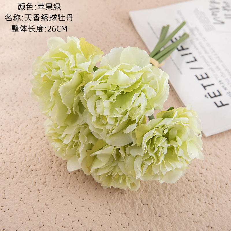 OEM Factory Wholesale Green Hydrangea Peony Bouquet Artificial Flower Home Decoration Wedding Bouquet Faux Flowers Manufacturers, Suppliers