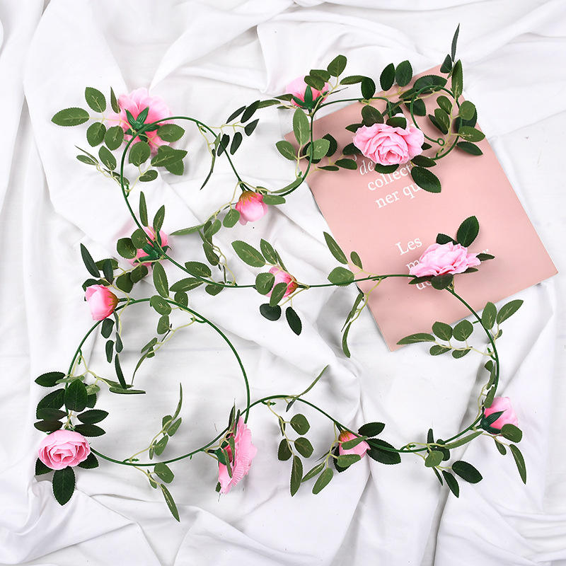 Best Artificial Flower Garland 12 White Rose Hanging Flowers Garland 90inch Garland Realistic Vine for Home weddinggardenDecoration Factory, Factories