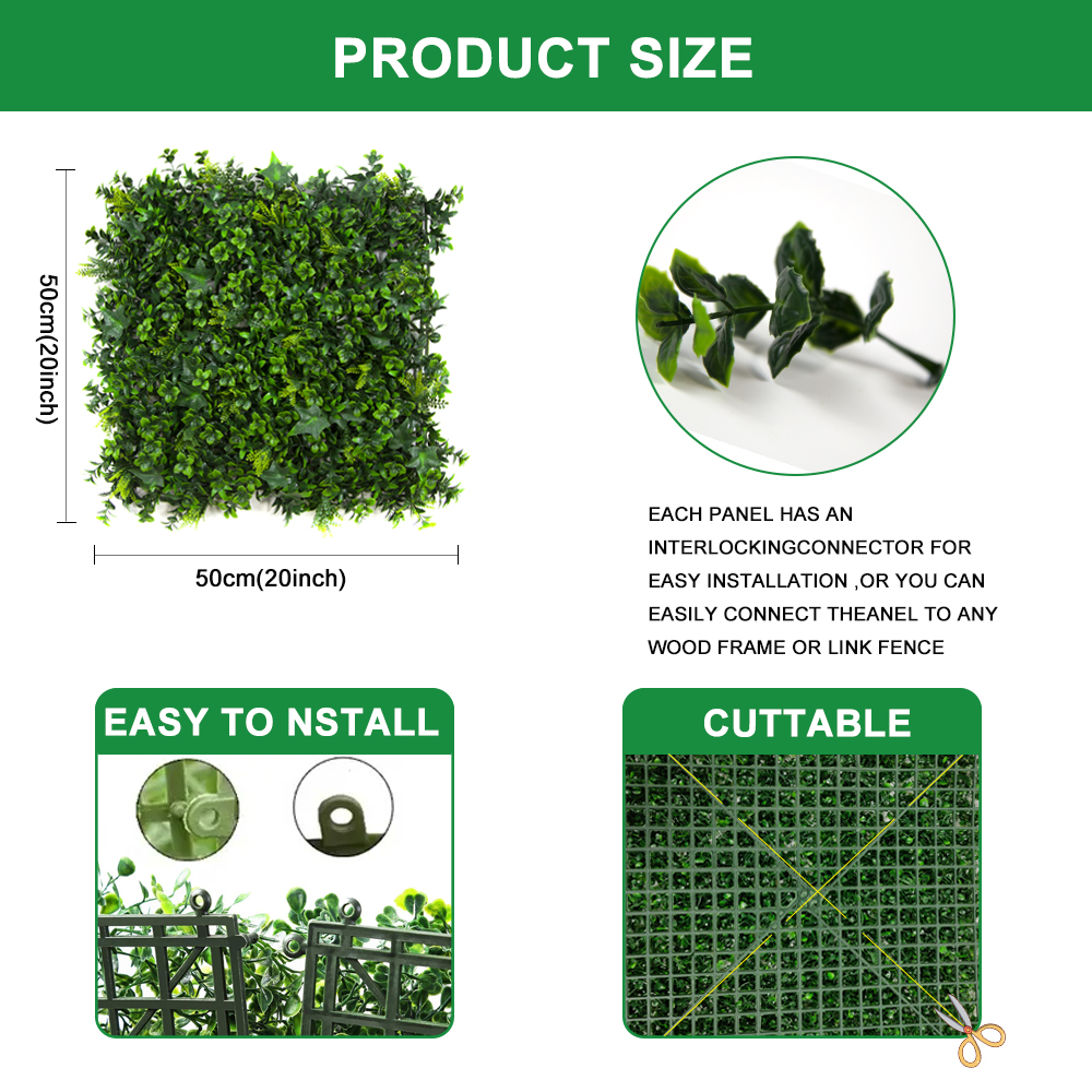OEM Outdoor Indoor Decoration Grass Wall Decorative Artificial Hedge Fence Landscape Artificial Plants Wall Vertical Green Wall Manufacturer, Factory