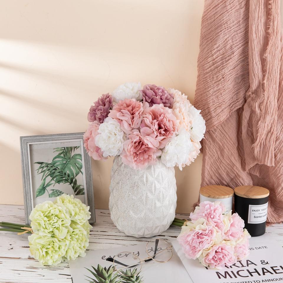 OEM Factory Wholesale Green Hydrangea Peony Bouquet Artificial Flower Home Decoration Wedding Bouquet Faux Flowers Manufacturers, Suppliers