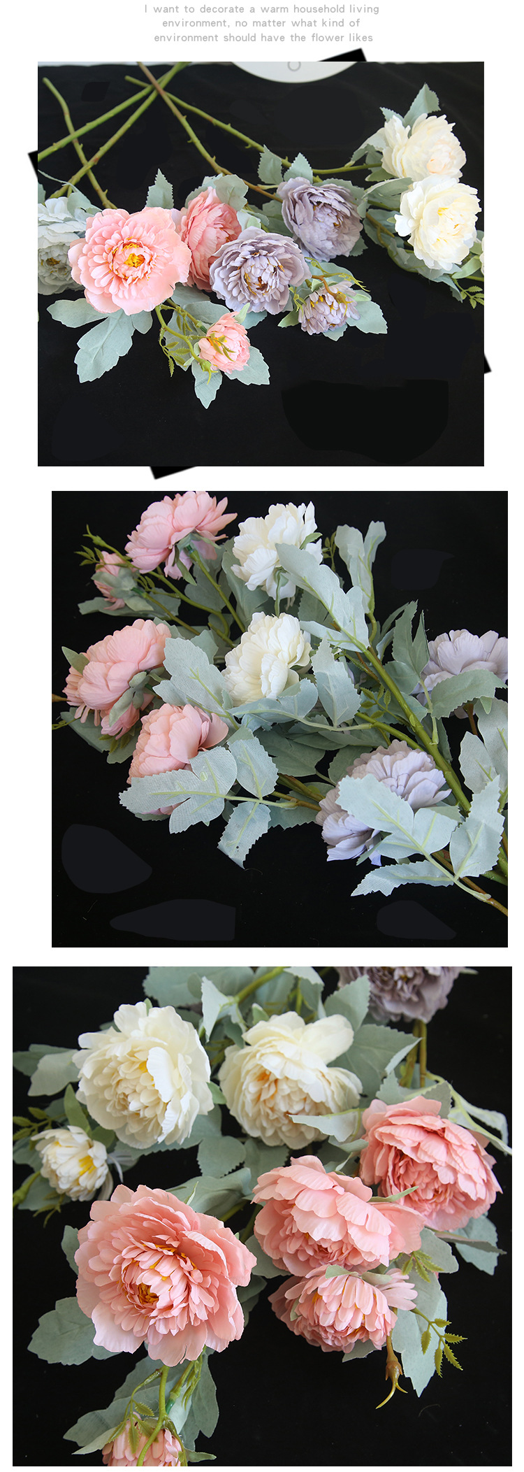 Peonies Artificial Flower Detail 3
