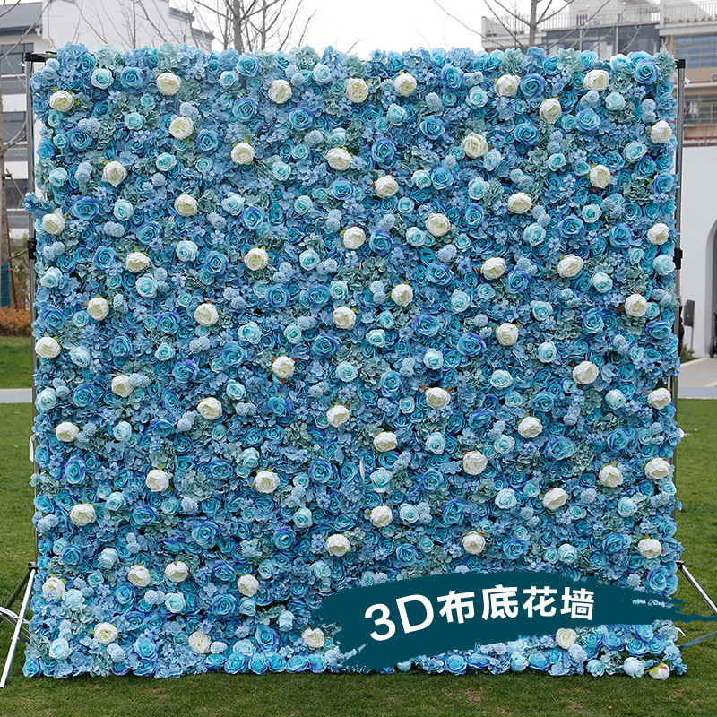 Wholesale Custom 5D 3D White Rose Hydrangea Roll Up Cloth Flower Wall Wedding Decor Artificial Silk Rose Flower Panel Backdrop Flower Wall Manufacturer, Manufacturers