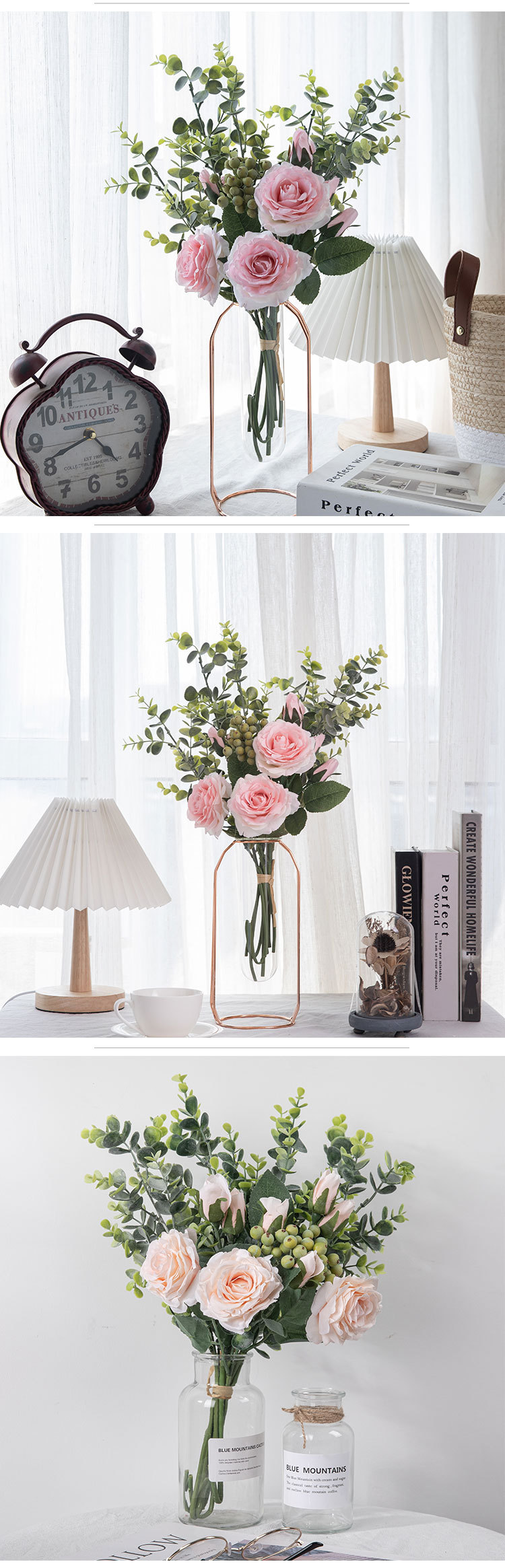 Artificial Rose Eucalyptus flower view 5