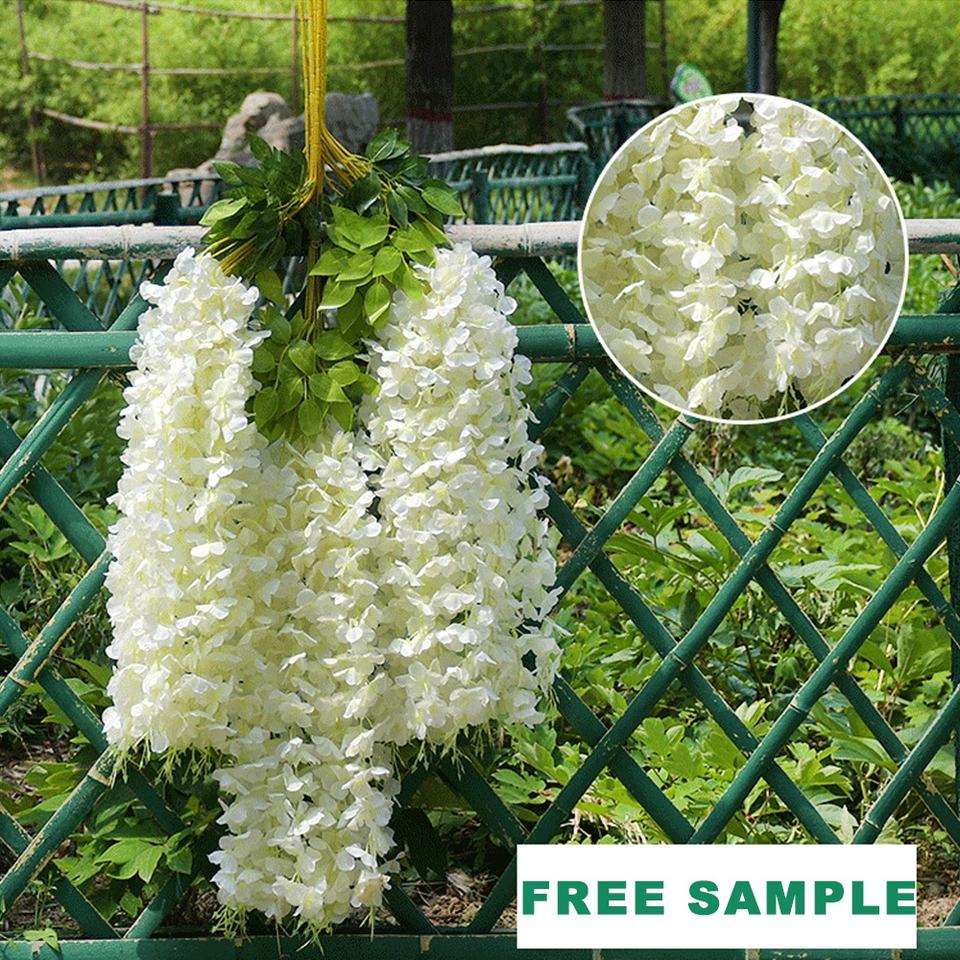 OEM 45 inch /3.7ft Wisteria Artificial Flower Bushy Silk Vine Ratta Hanging Garland Decoration Wisteria Flowers Suppliers, Factories