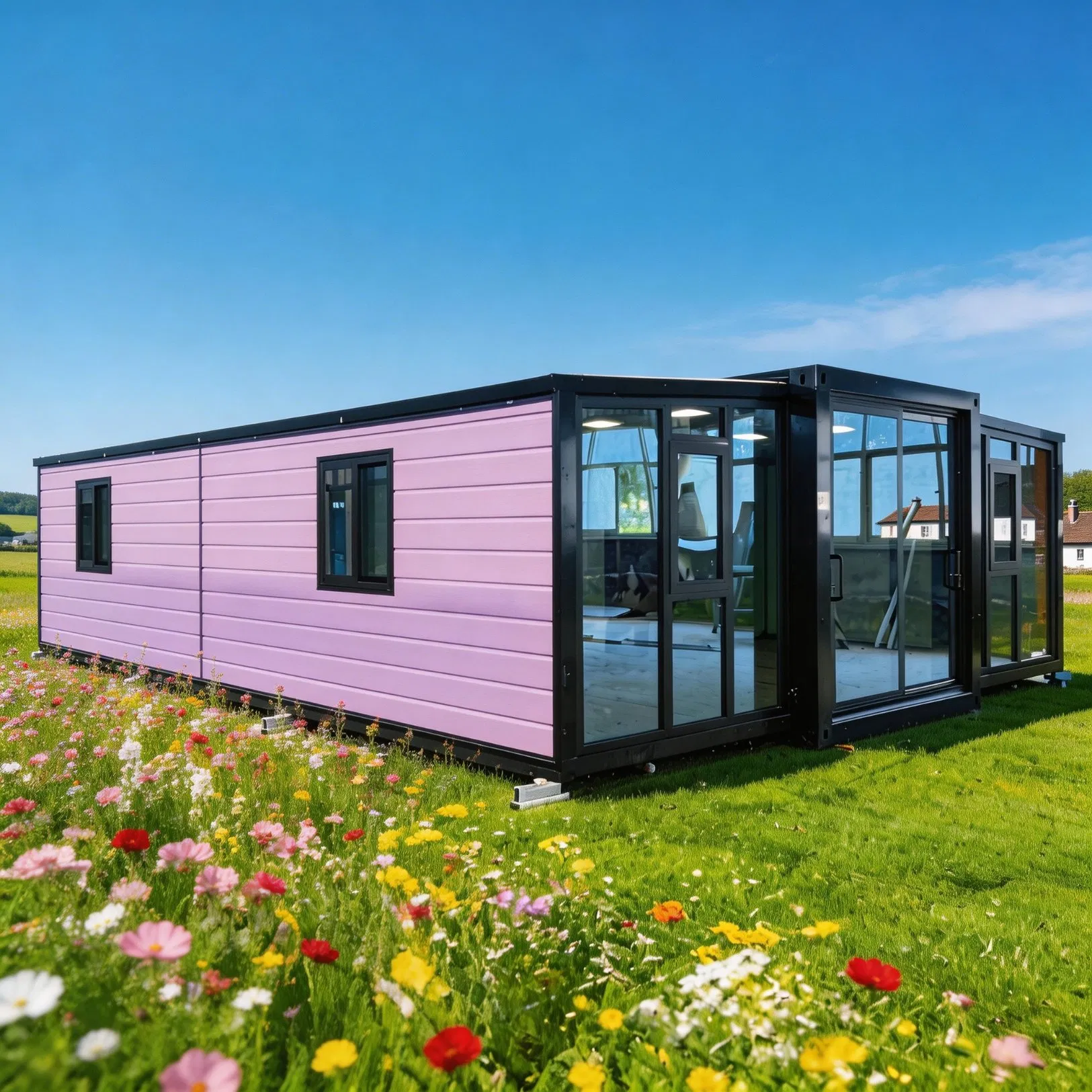 Casa modular expandible de contenedor de acero de ensamblaje rápido, de larga duración, con electrodomésticos, casa prefabricada