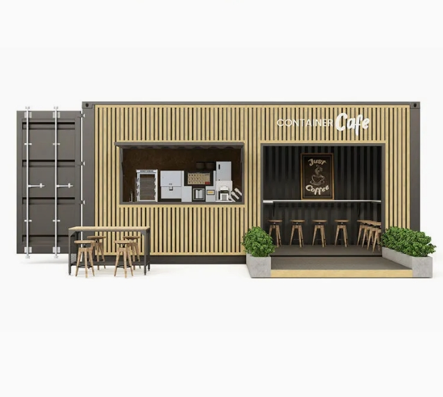 20FT 40FT Cafetería restaurante de contenedor prefabricado plegable con cocina