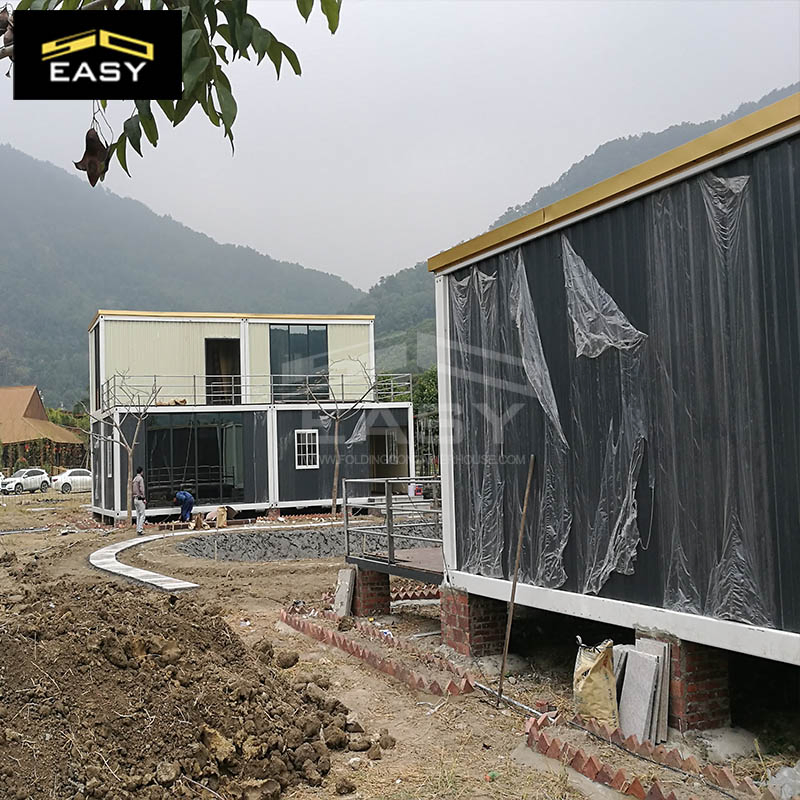 Dos historias de construcción rápida estilo loft villa prefabricada casa contenedor de lujo