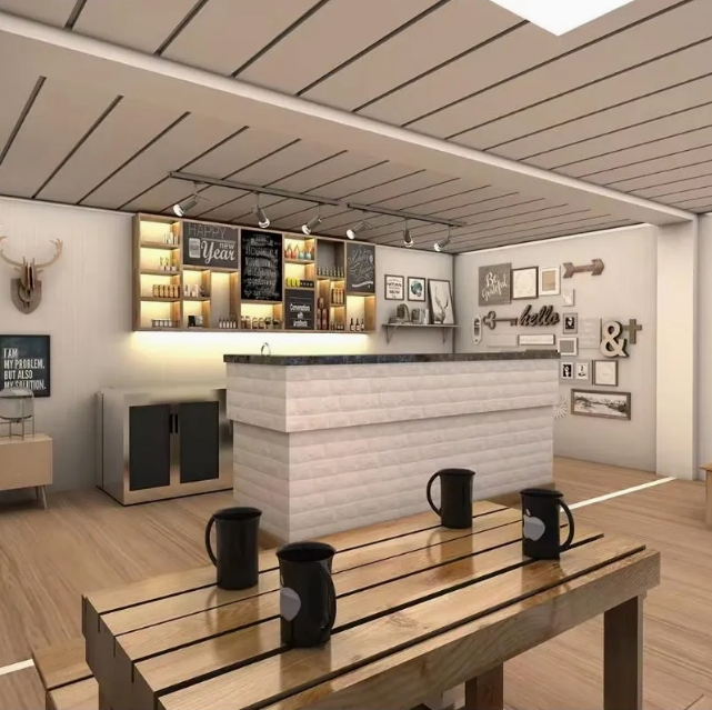 20FT 40FT Cafetería restaurante de contenedor prefabricado plegable con cocina