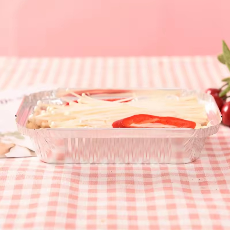 Butf-Re150 450ml Caja de Almuerzo Desechable de Aluminio en Forma de Cuadrado para Llevar Tienda Contenedor de Aluminio