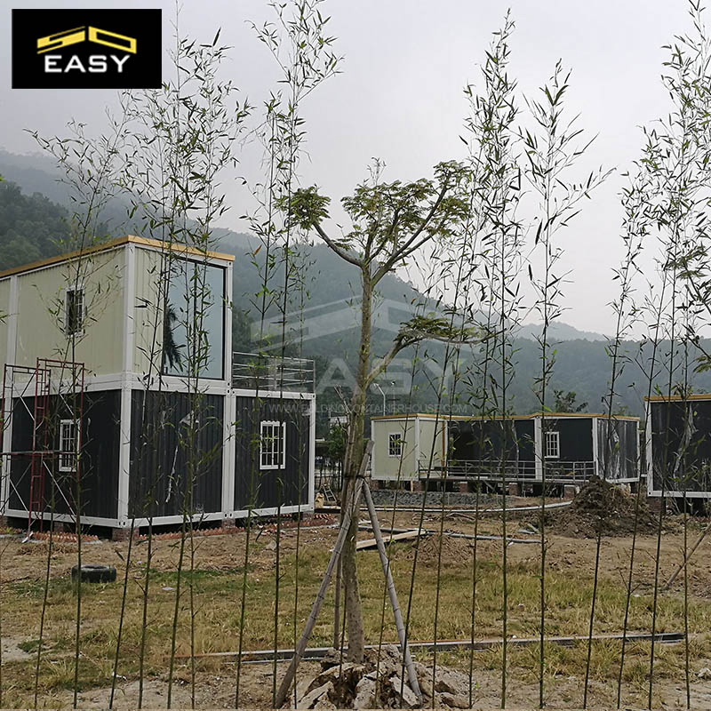 Dos historias de construcción rápida estilo loft villa prefabricada casa contenedor de lujo
