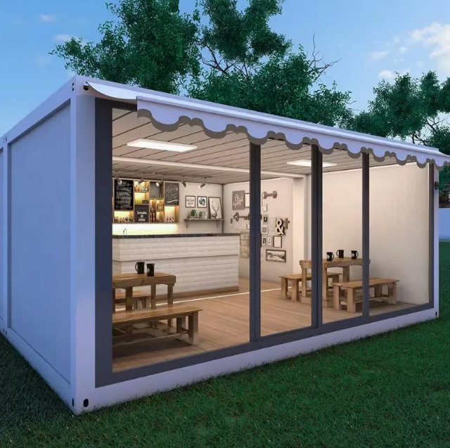 20FT 40FT Cafetería restaurante de contenedor prefabricado plegable con cocina