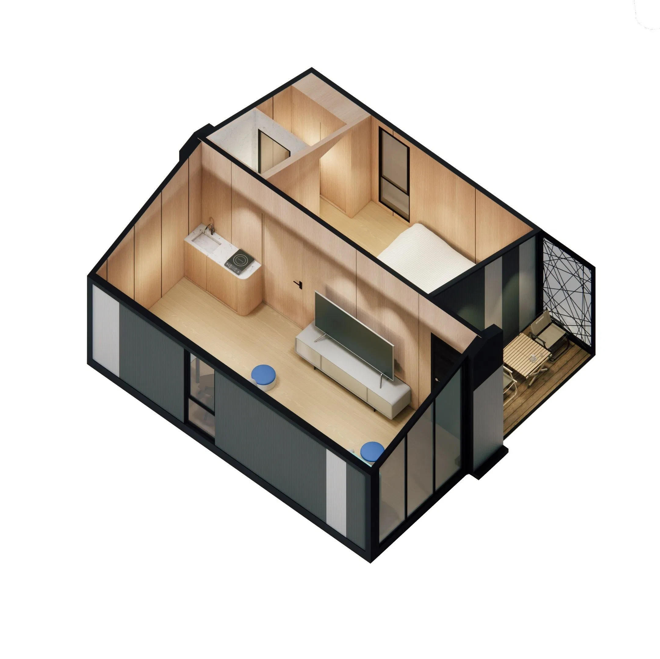 Villa plegable de rápida instalación para compradores de ADU en el patio trasero, casa móvil global