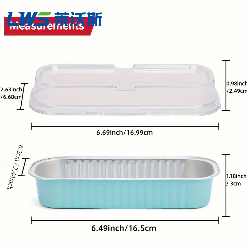 Contenedor de comida desechable 200ml para postres, rectangular, para llevar, de aluminio coloreado
