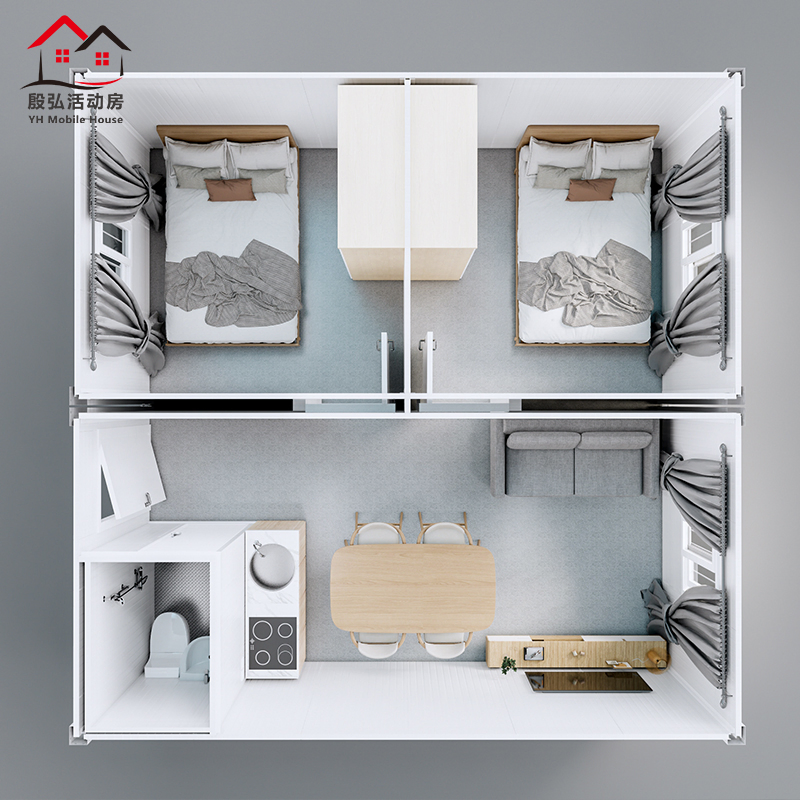 Alojamiento de Contenedores de Bajo Costo, Alojamiento Prefabricado para Trabajadores, Alojamiento de Tablero de Actividades, Dormitorio para Personal de Construcción
