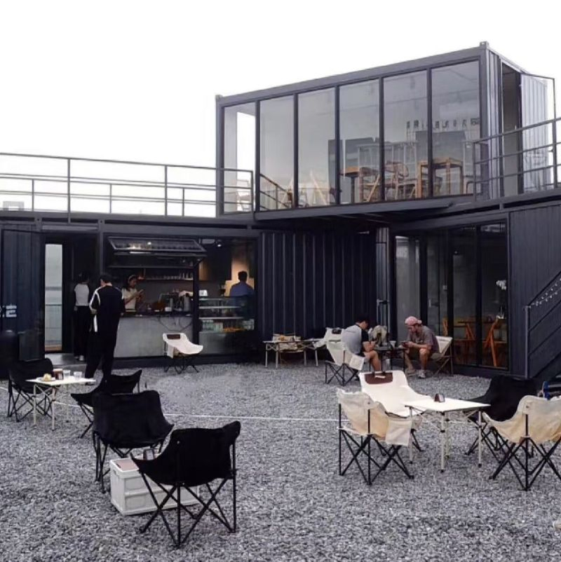 Casa contenedor de diseño moderno prefabricado para alojamiento de oficina, tienda y restaurante