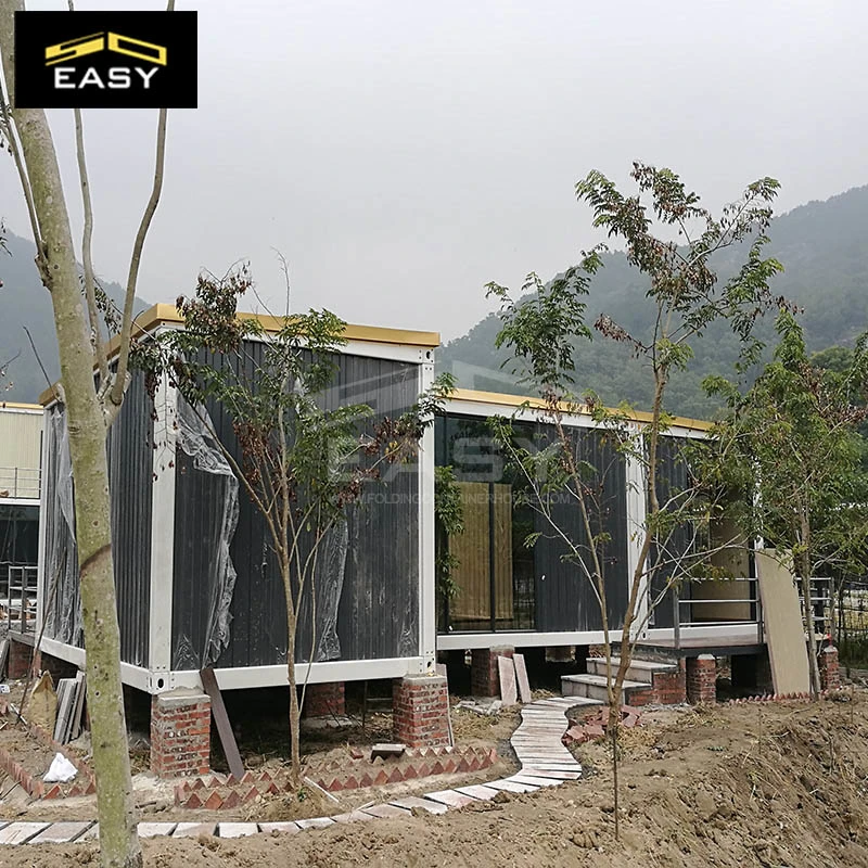 Dos historias de construcción rápida estilo loft villa prefabricada casa contenedor de lujo
