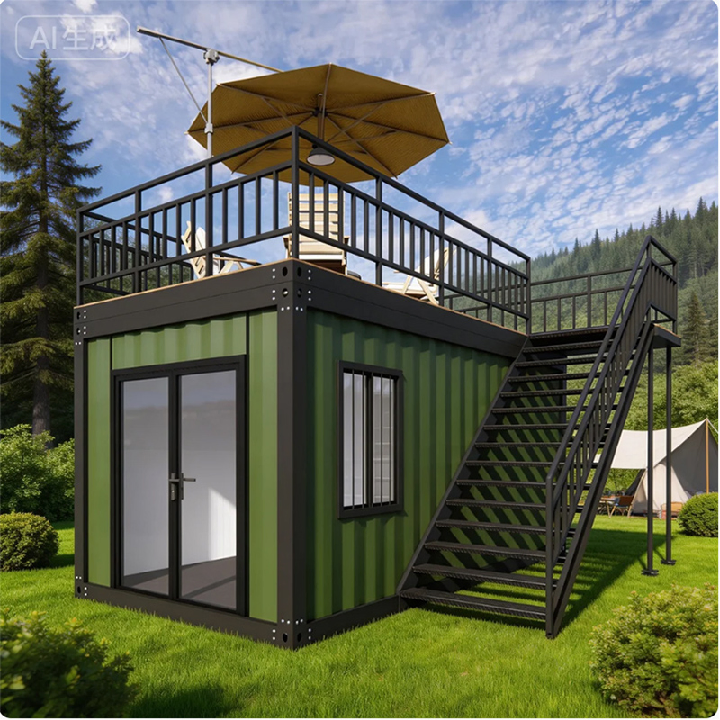 Casa modular de contenedor para camping simple y cómodo, uso en resort al aire libre, casa modular, casa pequeña, casa prefabricada