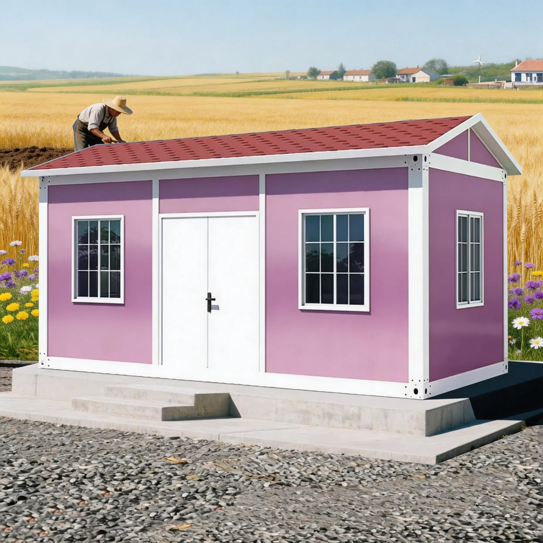 Casa modular plana de contenedor personalizada al por mayor para pastoreo, casa prefabricada, hogar pequeño